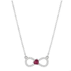 Red and White Moissanite Infinity Heart Necklace in 925 Sterling Silver